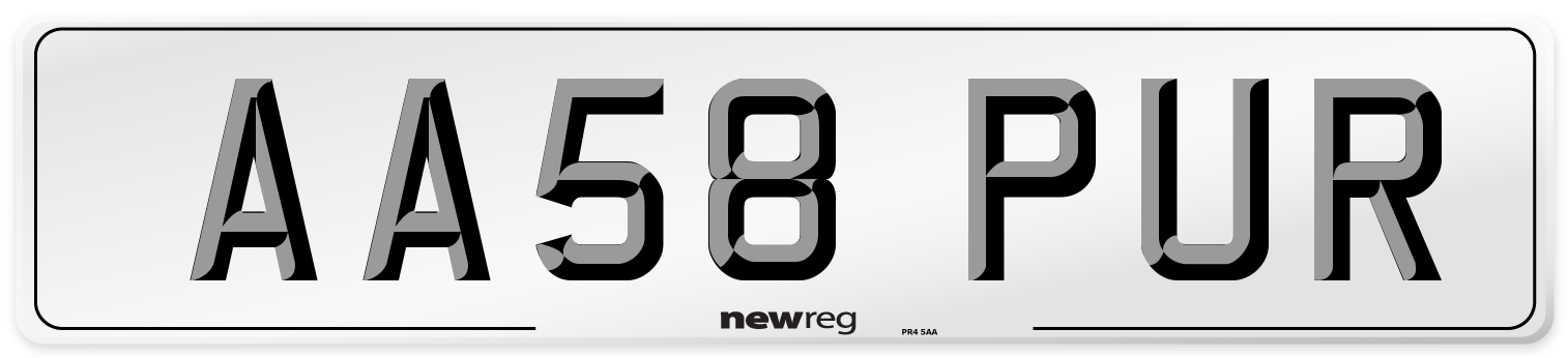 AA58 PUR Number Plate from New Reg